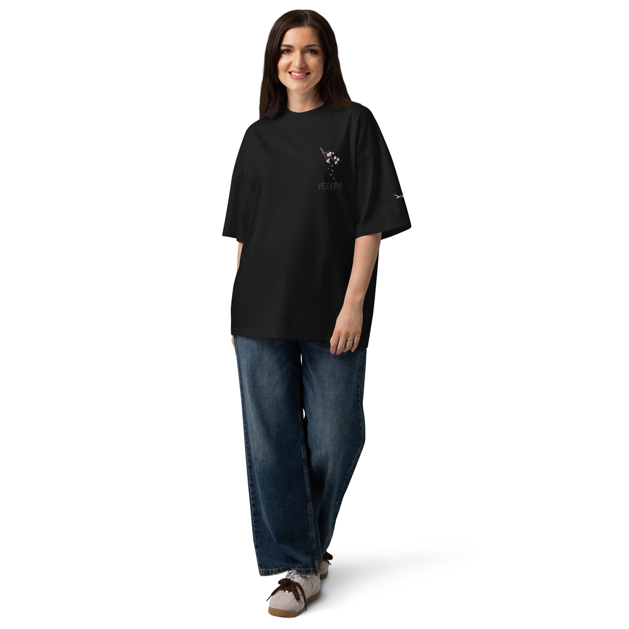 Sakura Shirt Brustprint Schwarz/Navy