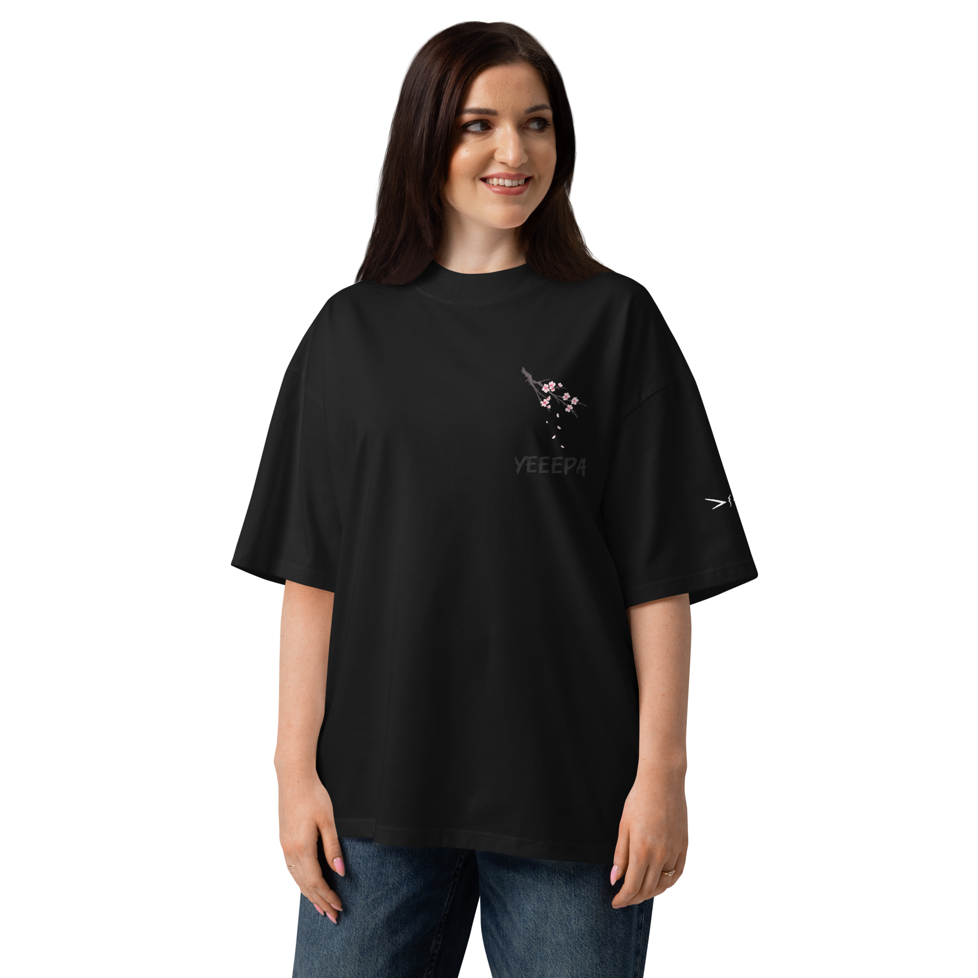 Sakura Shirt Brustprint Schwarz/Navy