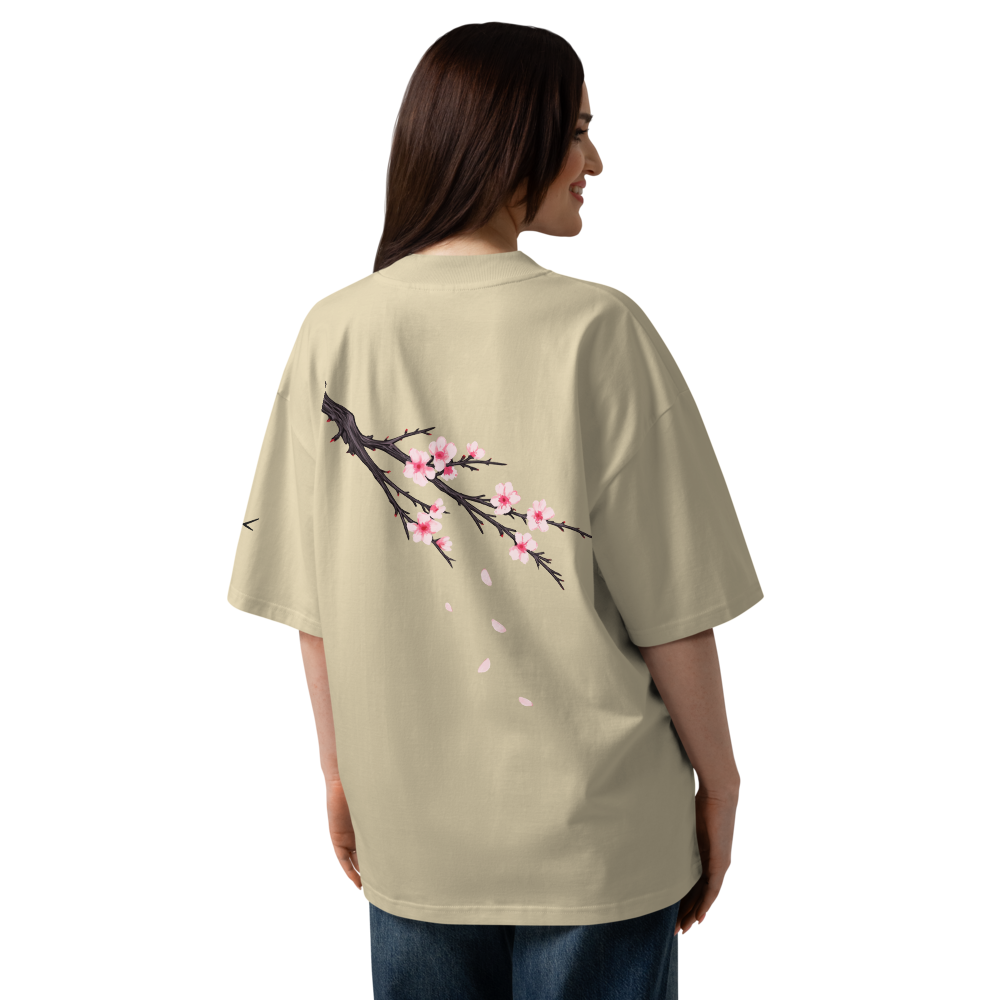 Sakura Shirt Backprint Stone/Weiß