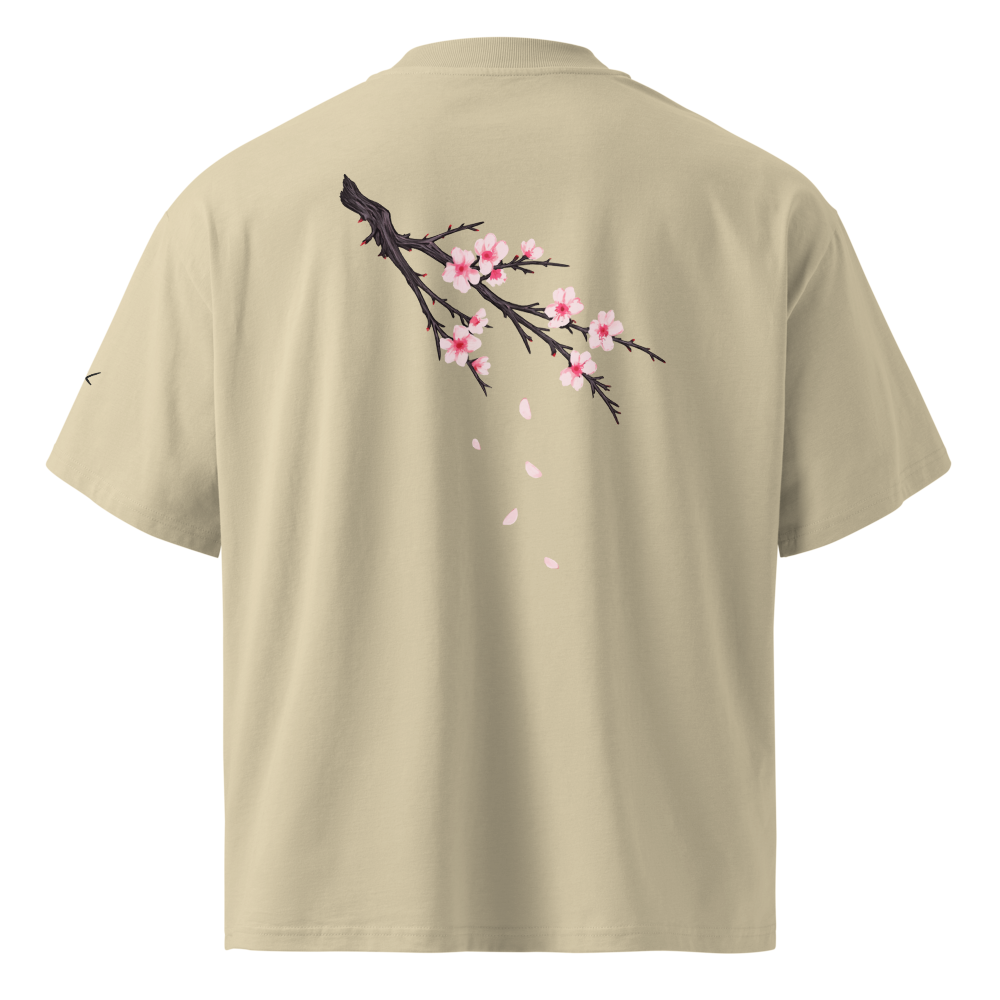 Sakura Shirt Backprint Stone/Weiß